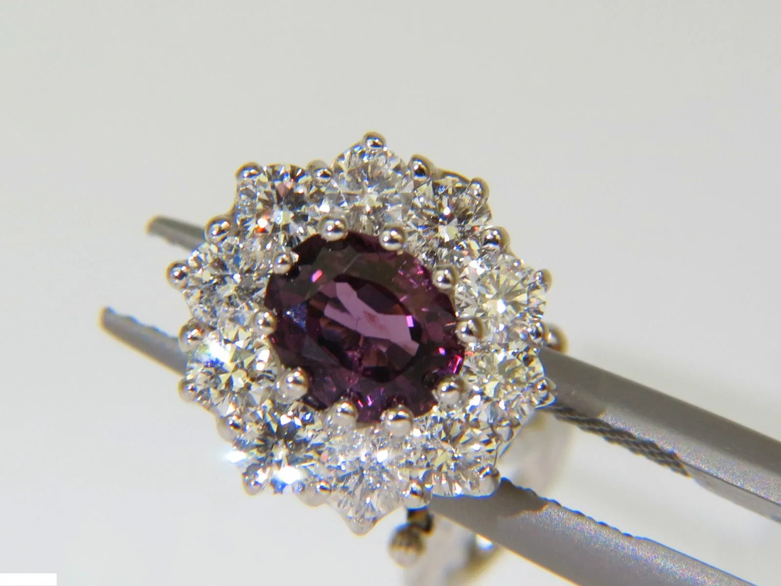 14KT 3.36CT NATURAL PURPLE SPINEL DIAMOND CLUSTER EARRINGS & OMEGA