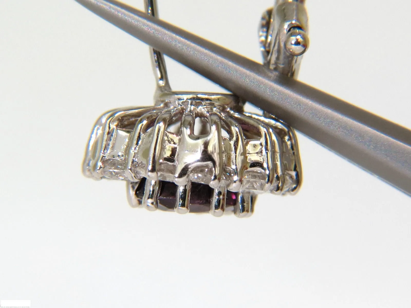 14KT 3.36CT NATURAL PURPLE SPINEL DIAMOND CLUSTER EARRINGS & OMEGA