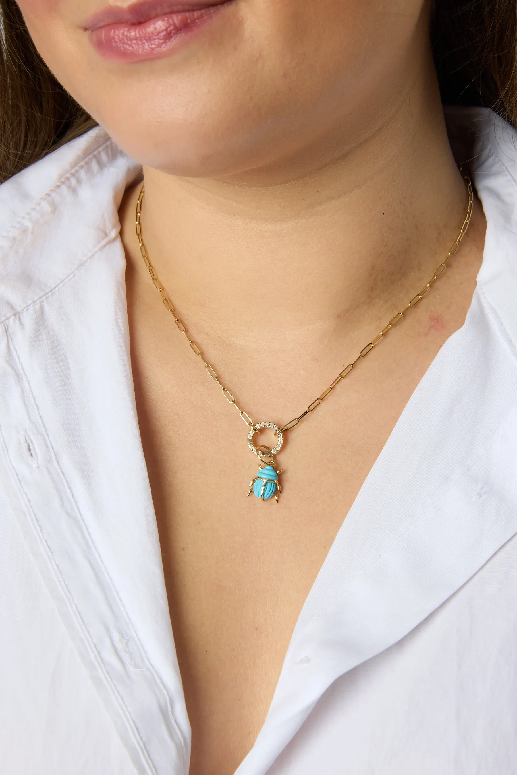 14KY Tiny Turquoise Scarab Charm
