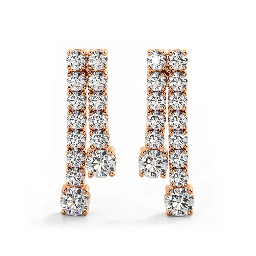1.70 ctw. Double Strand Diamond Dangle Earrings