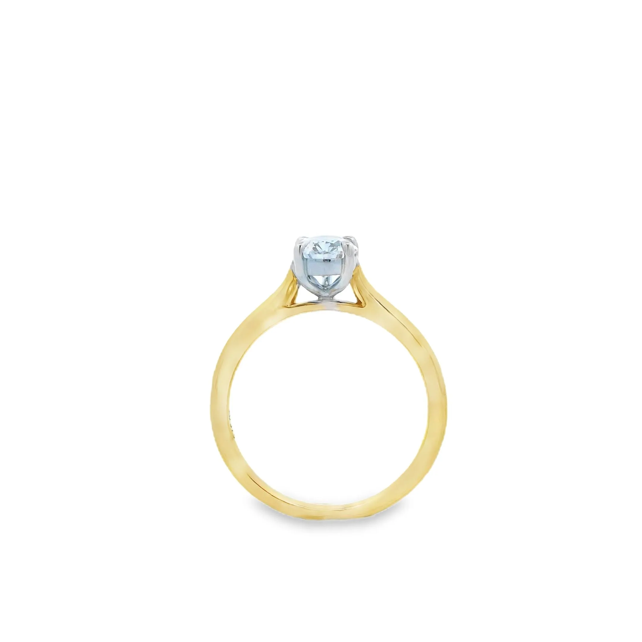 18ct Yellow & White Gold 1.05ct Pear Cut Lab Grown Diamond Solitaire Ring