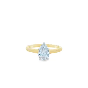 18ct Yellow & White Gold 1.05ct Pear Cut Lab Grown Diamond Solitaire Ring