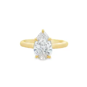 18ct Yellow Gold 1.53ct Pear Lab Grown Diamond Solitaire Ring