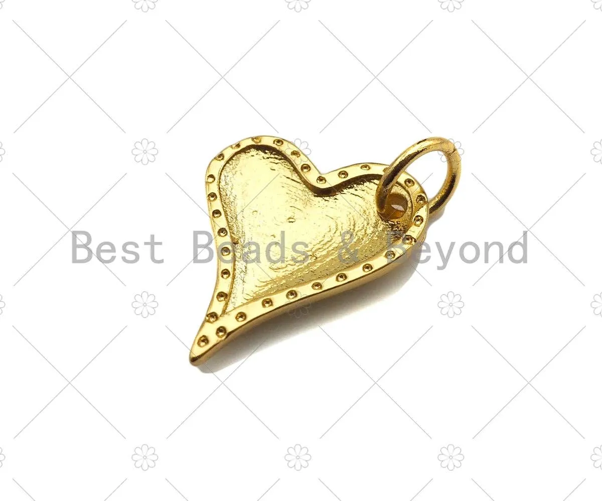18K Dainty Gold Peach Heart Pendant/Charm,Gold Medallion Charm, Necklace Bracelet Charm Pendant,11x15mm, Sku#LK243