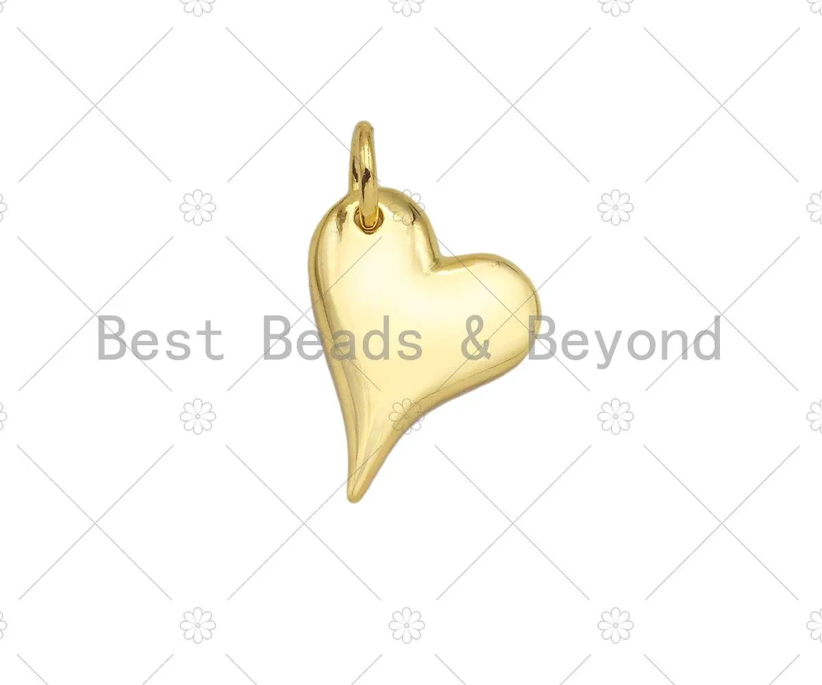 18K Dainty Gold Peach Heart Pendant/Charm,Gold Medallion Charm, Necklace Bracelet Charm Pendant,11x15mm, Sku#LK243