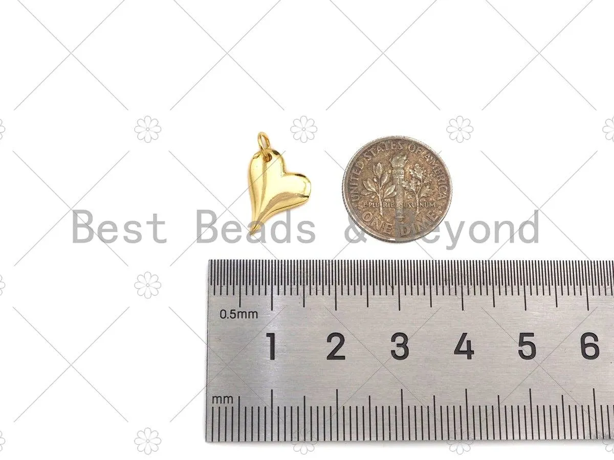 18K Dainty Gold Peach Heart Pendant/Charm,Gold Medallion Charm, Necklace Bracelet Charm Pendant,11x15mm, Sku#LK243