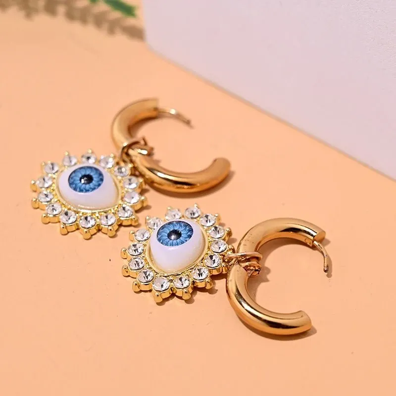 18k Evil Eye Diamond Earrings