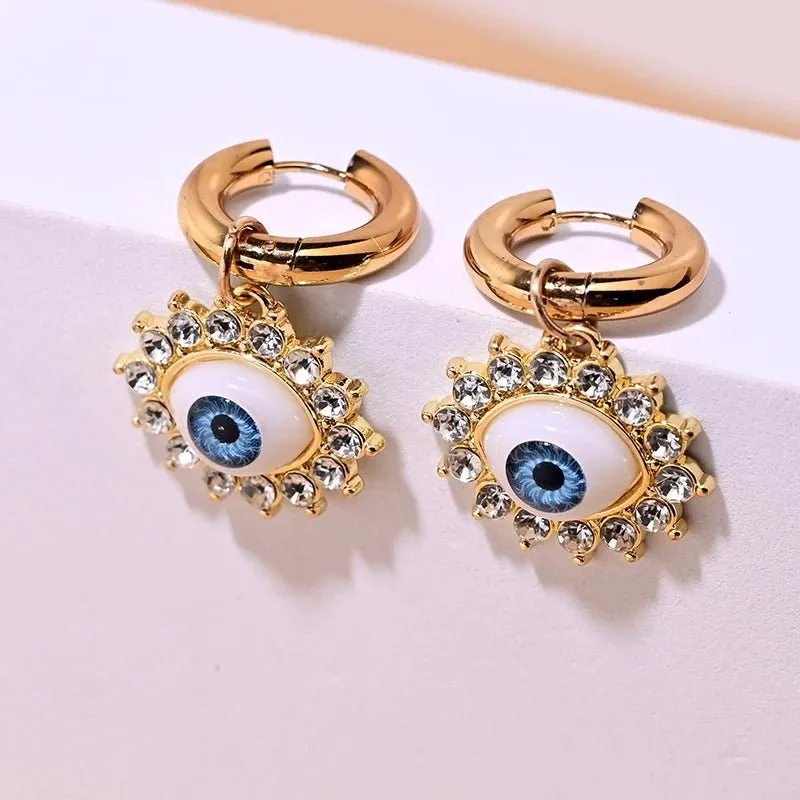 18k Evil Eye Diamond Earrings