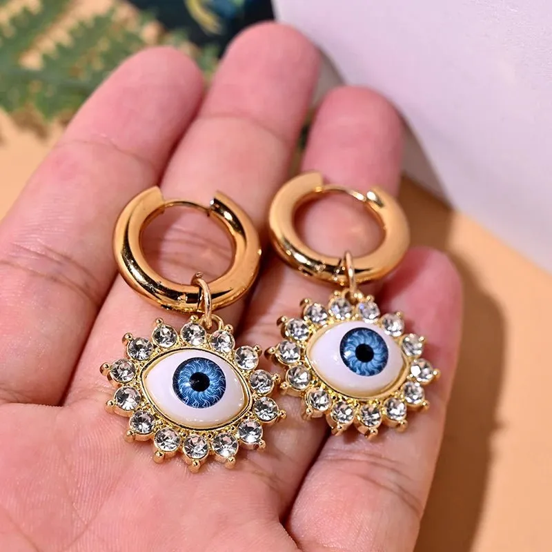 18k Evil Eye Diamond Earrings