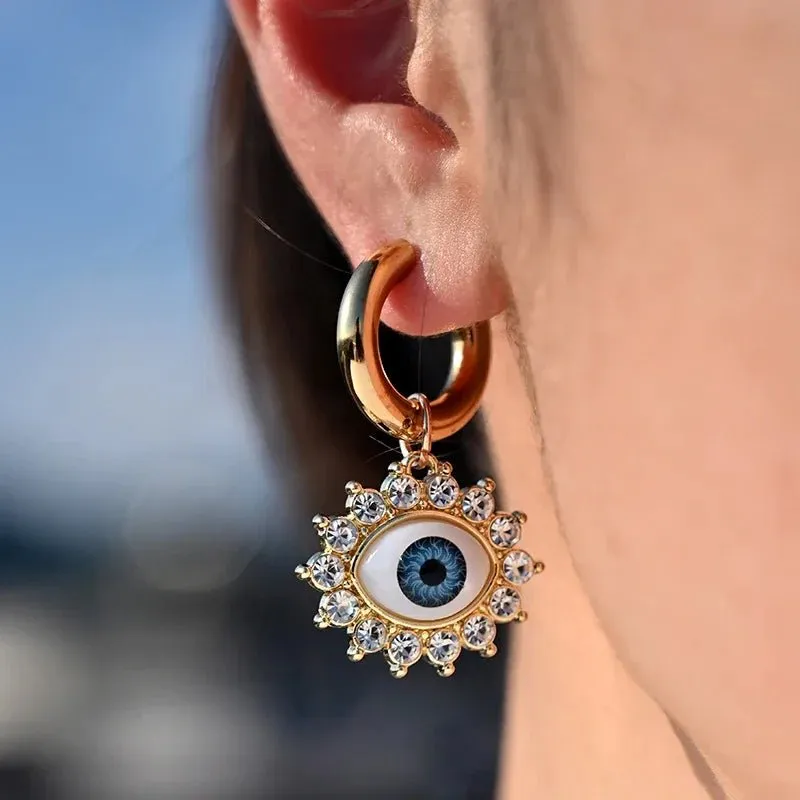 18k Evil Eye Diamond Earrings