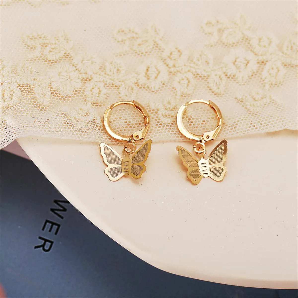 18K Gold-Plated Butterfly Drop Earrings