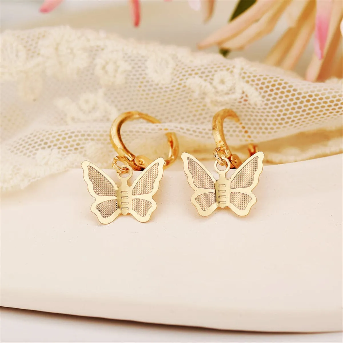 18K Gold-Plated Butterfly Drop Earrings