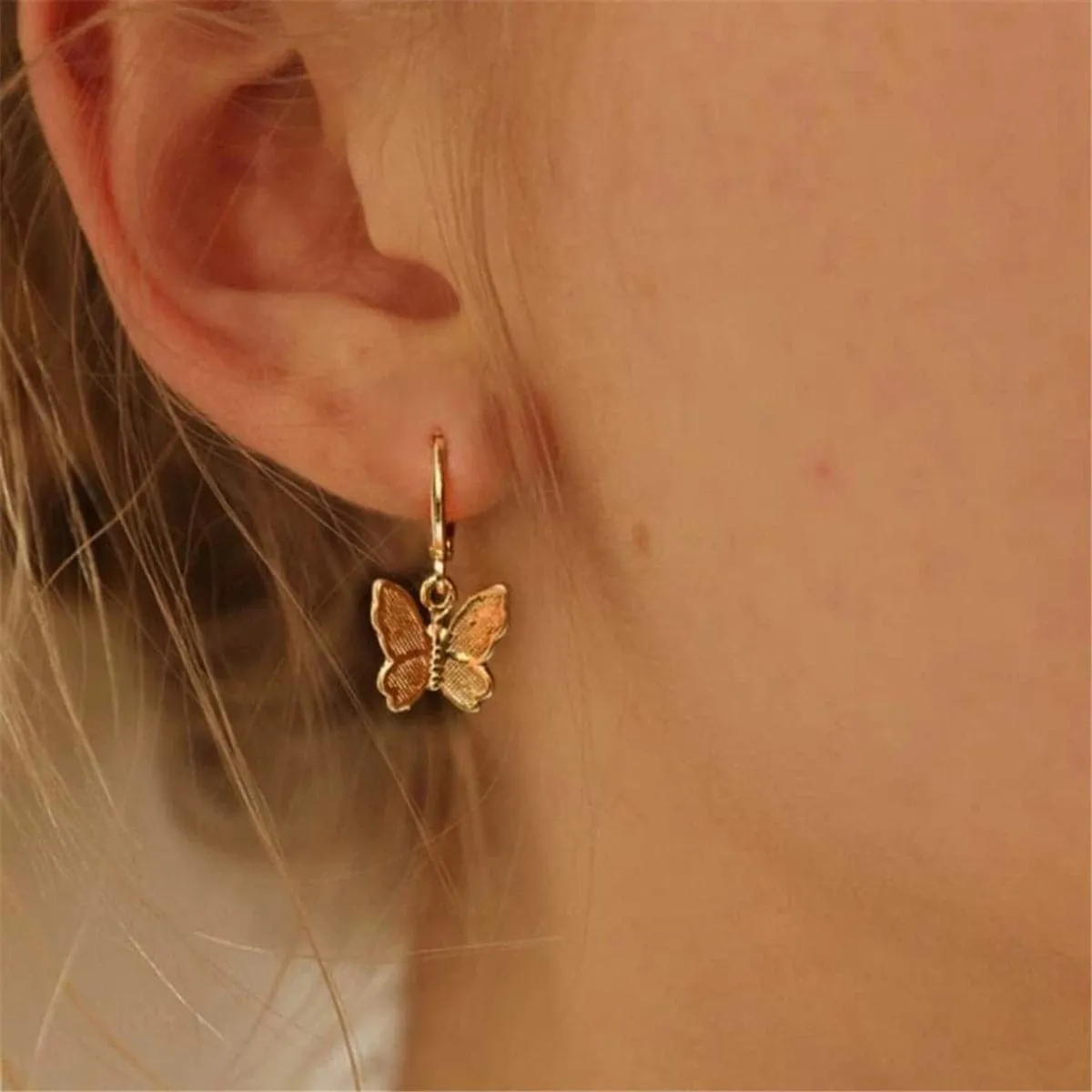 18K Gold-Plated Butterfly Drop Earrings