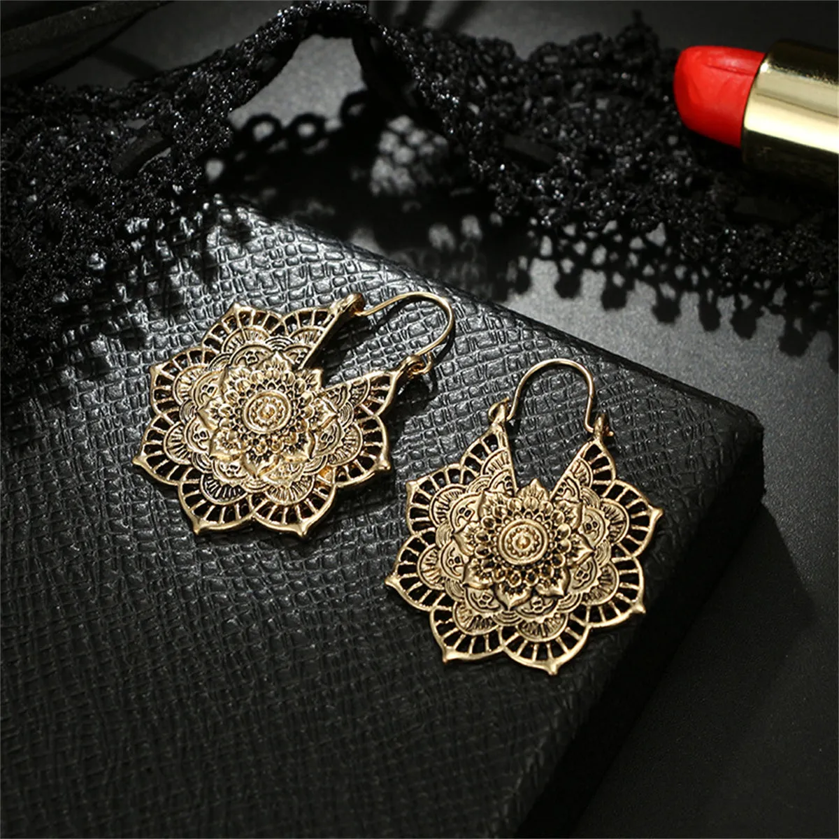 18K Gold-Plated Floral Huggie Earrings