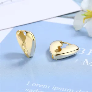 18K Gold-Plated Gear Heart Huggie Earrings