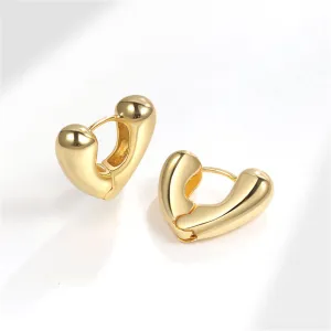 18K Gold-Plated Heart Huggie Earrings