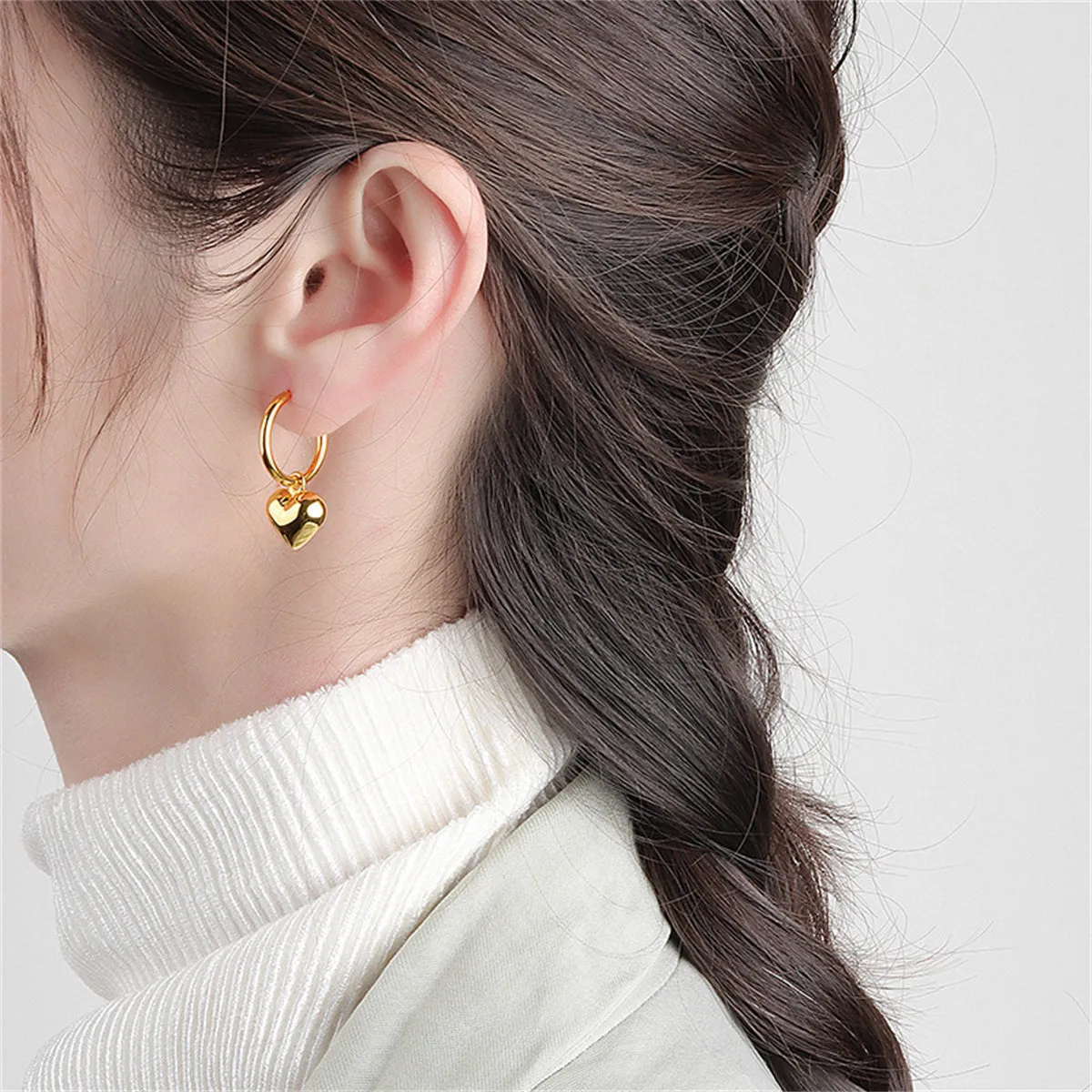 18K Gold-Plated Heart Huggie Earrings