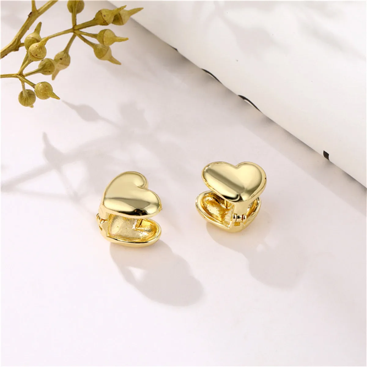 18K Gold-Plated Heart Huggie Earrings