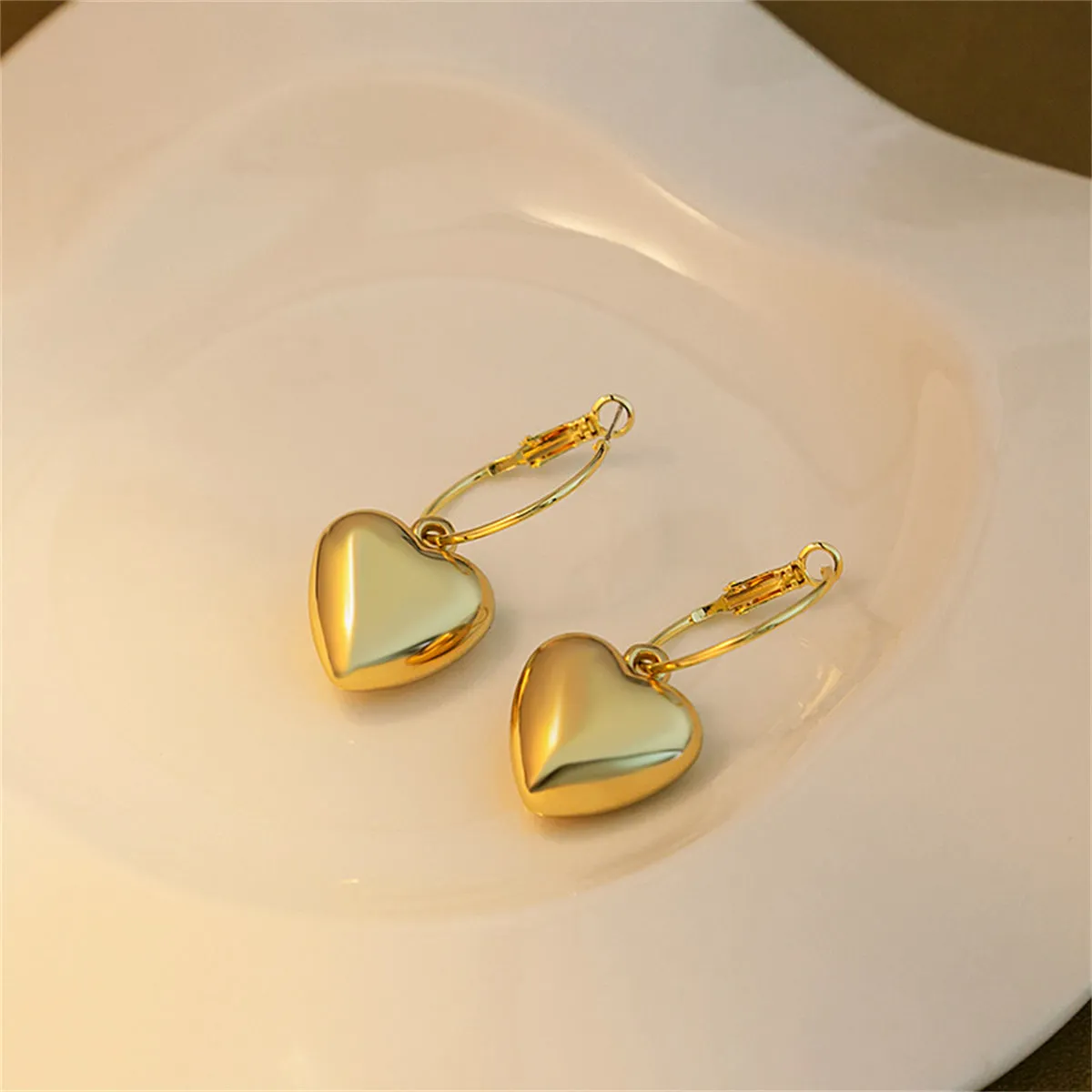 18K Gold-Plated Heart Huggie Earrings