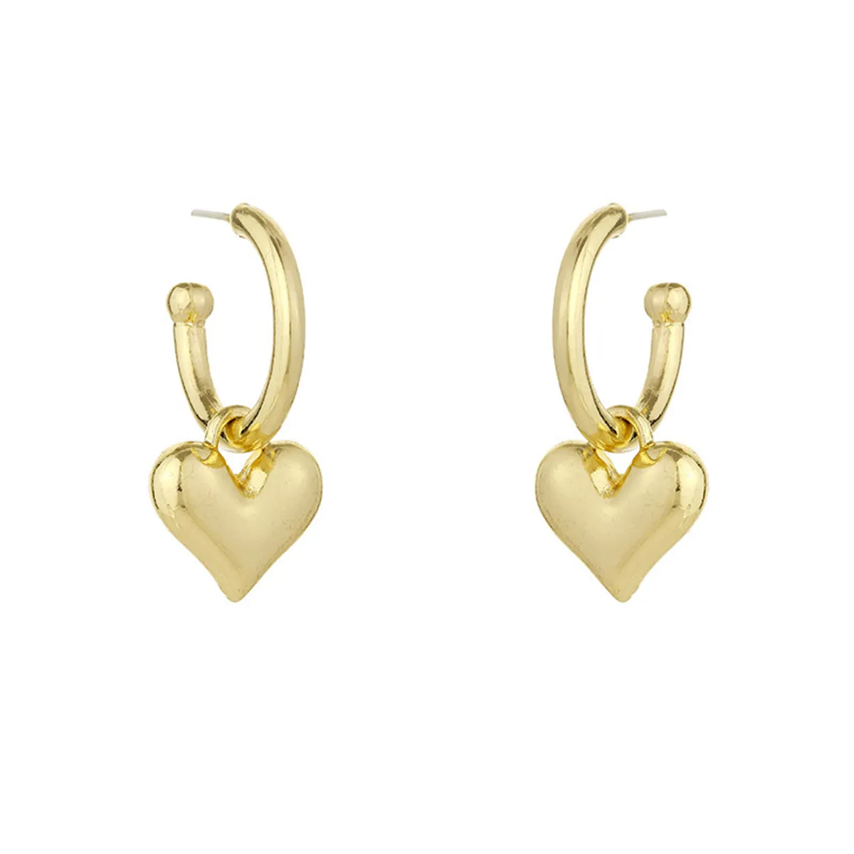 18K Gold-Plated Heart Huggie Earrings
