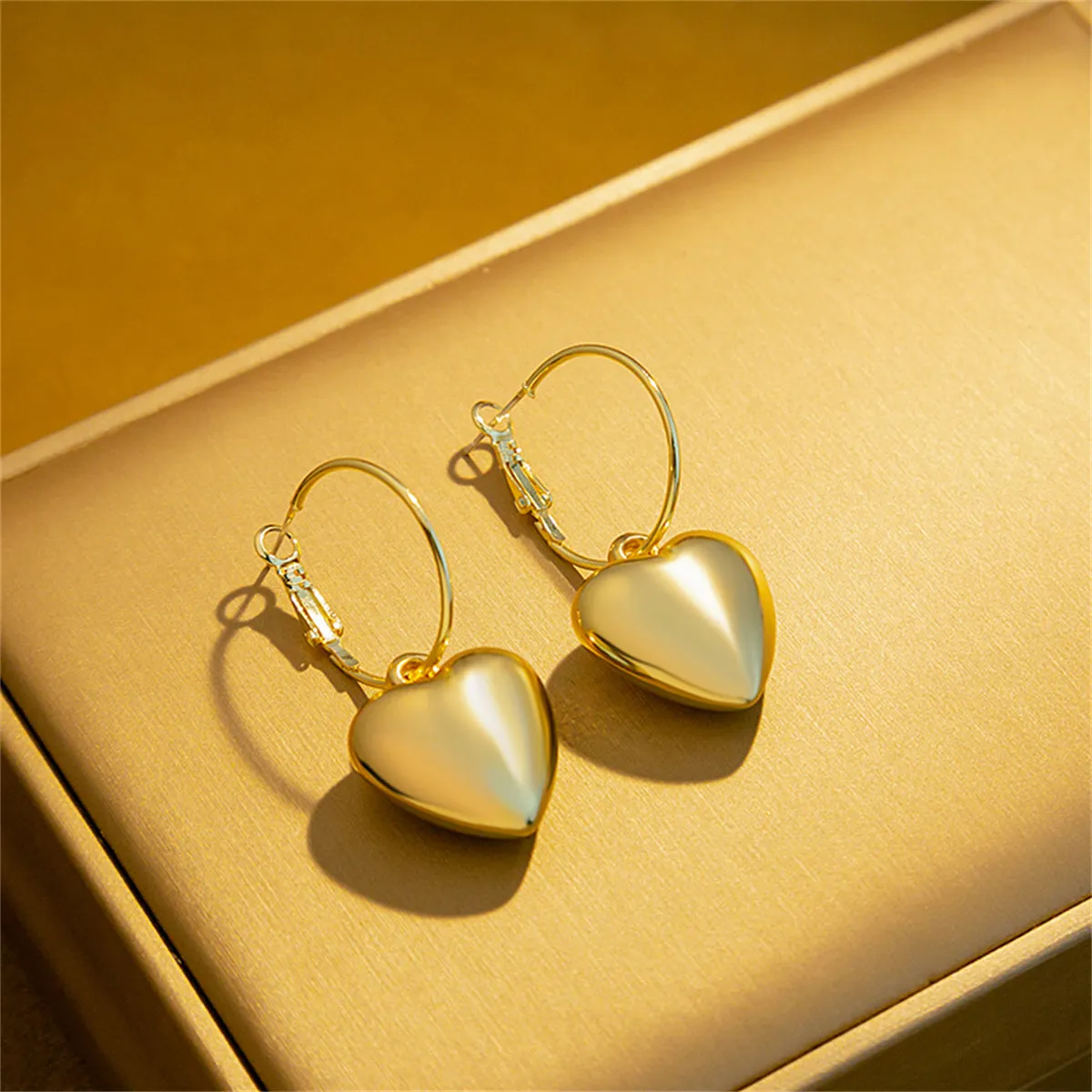 18K Gold-Plated Heart Huggie Earrings