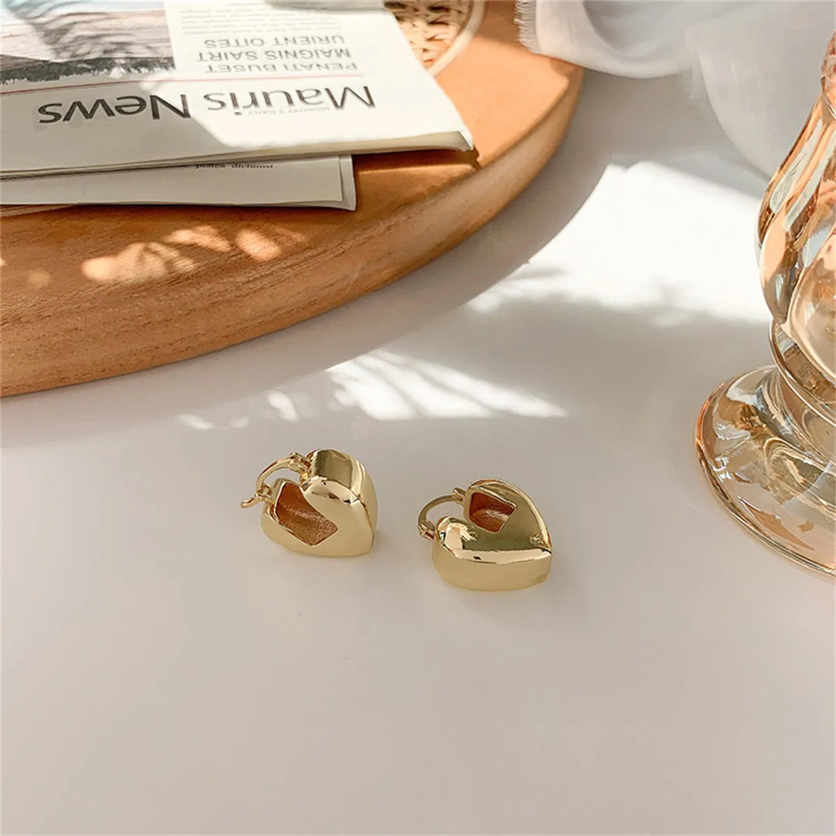 18K Gold-Plated Heart Lock Huggie Earrings