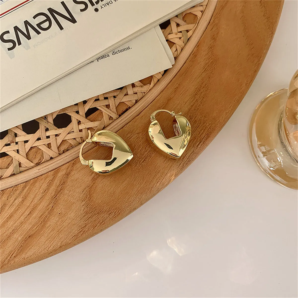 18K Gold-Plated Heart Lock Huggie Earrings