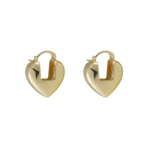 18K Gold-Plated Heart Lock Huggie Earrings