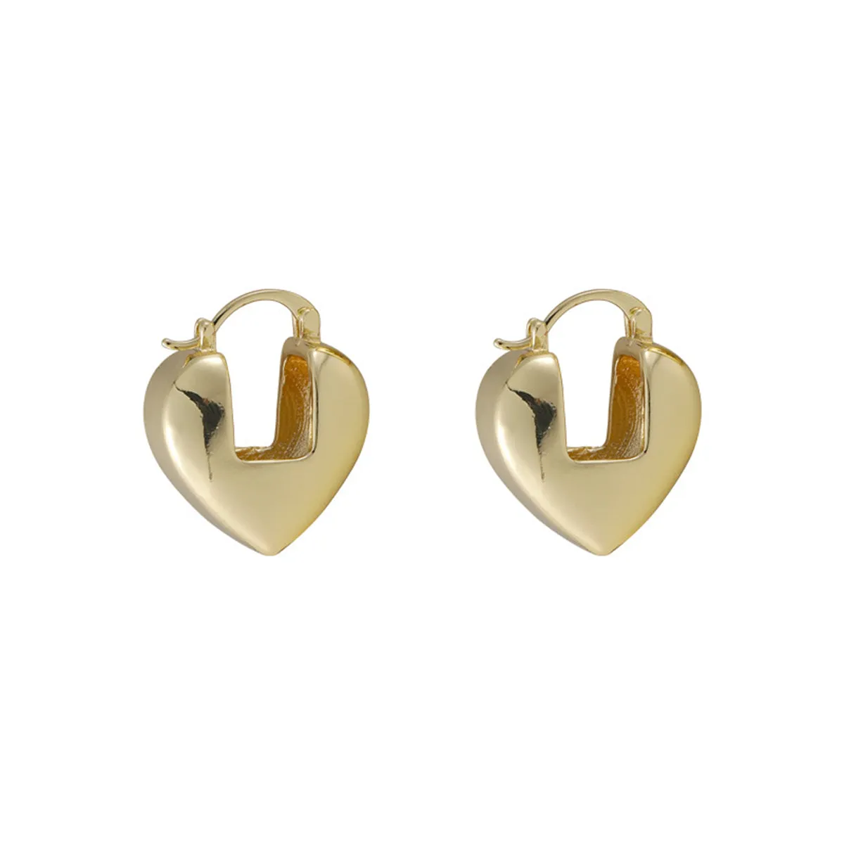 18K Gold-Plated Heart Lock Huggie Earrings