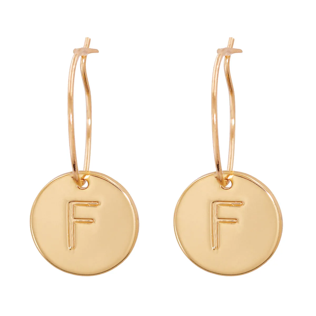 18K Gold-Plated Letter F Cut Drop Earrings