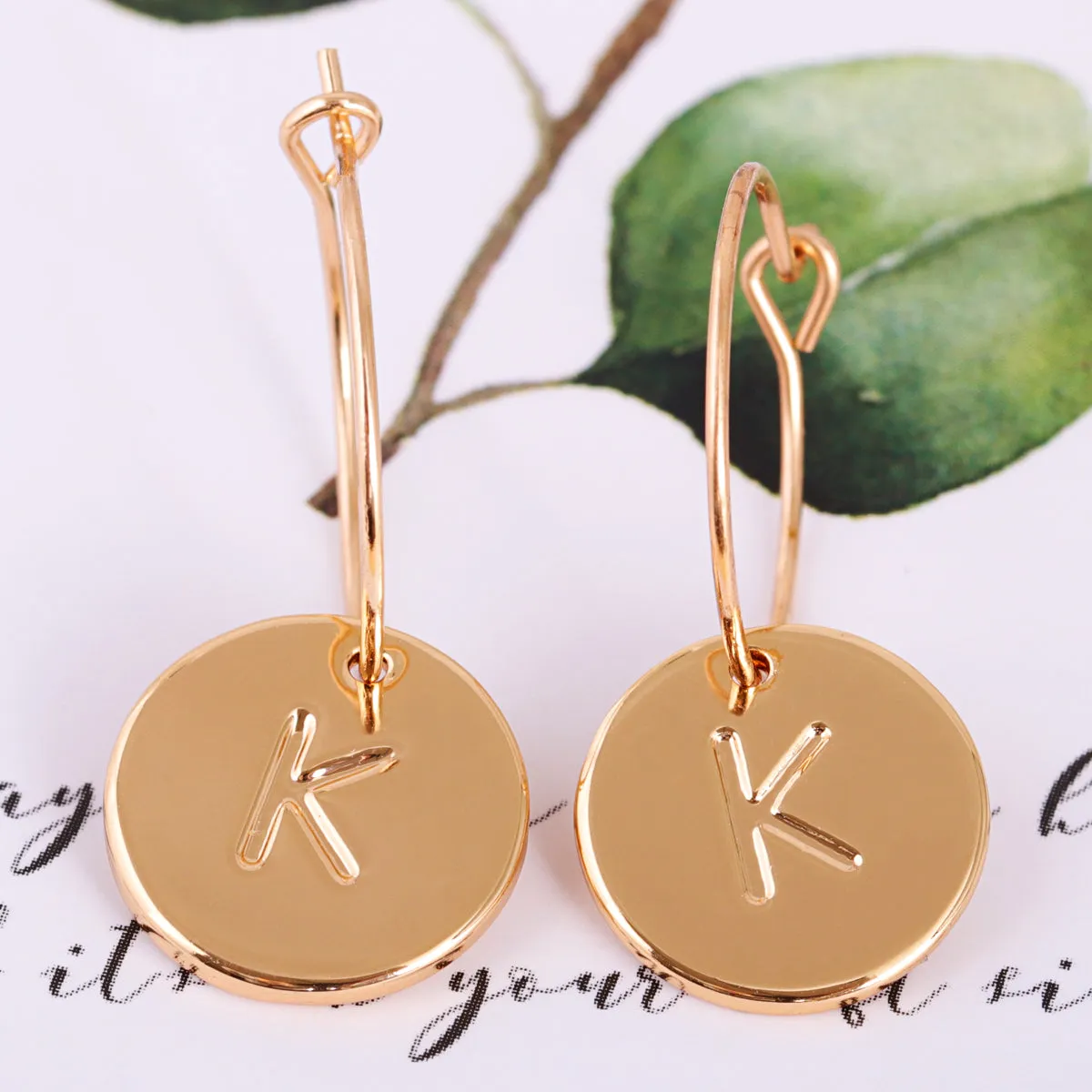 18K Gold-Plated Letter K Cut Drop Earrings
