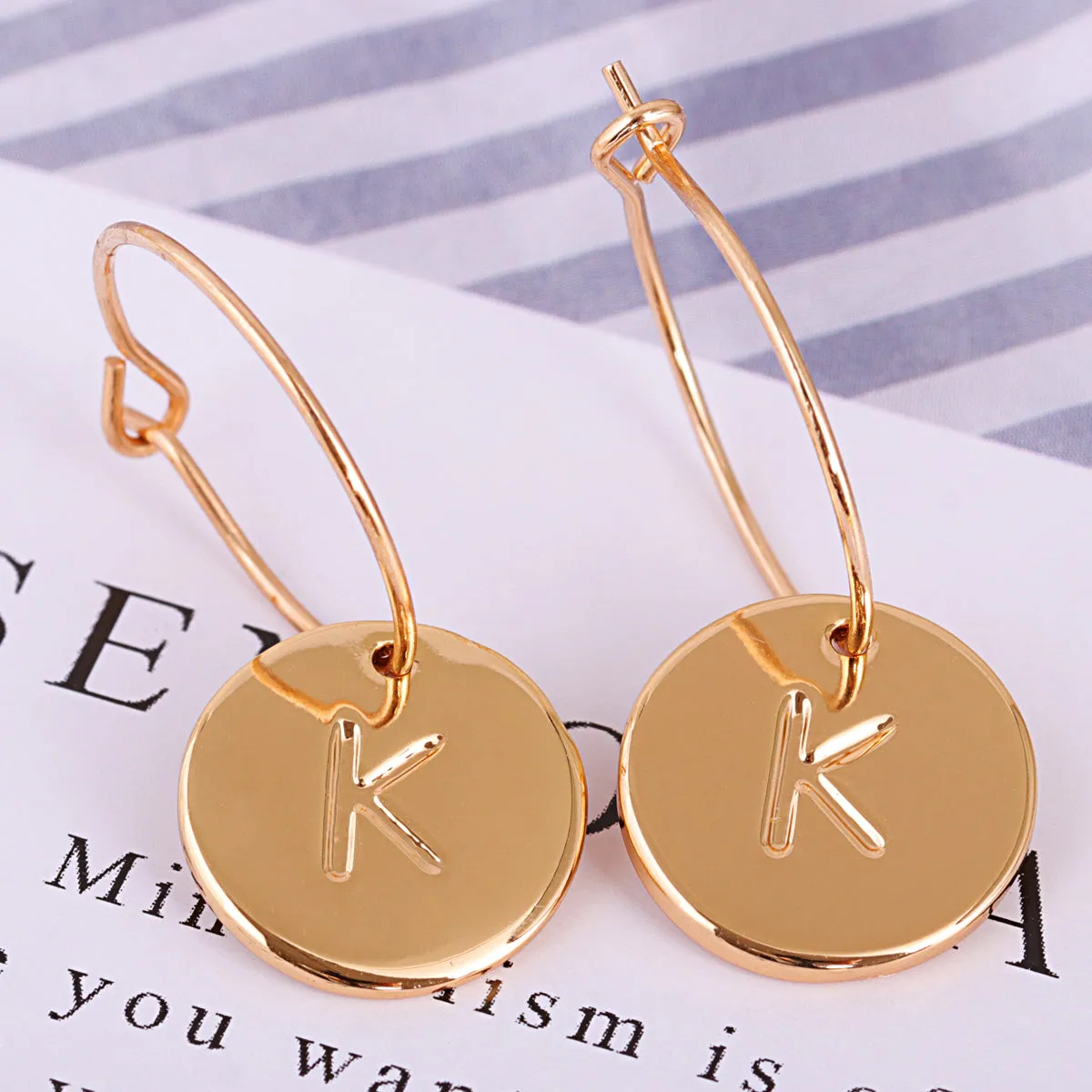 18K Gold-Plated Letter K Cut Drop Earrings
