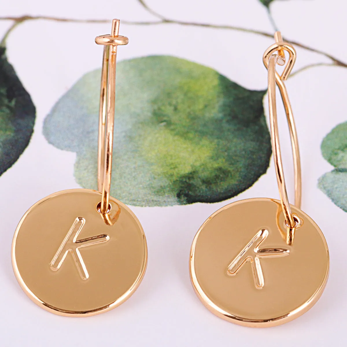 18K Gold-Plated Letter K Cut Drop Earrings