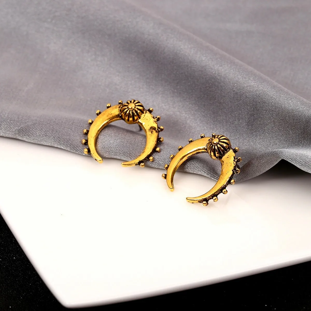 18K Gold-Plated Moon Stud Earrings