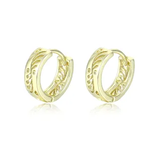 18K Gold-Plated Openwork Rattan Circle Huggie Earrings