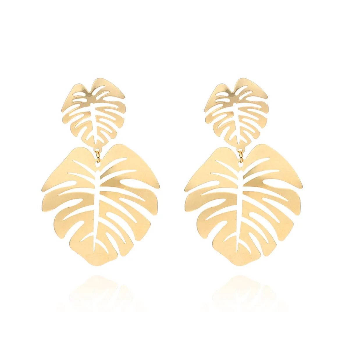 18K Gold-Plated Plantain Leaf Drop Earrings