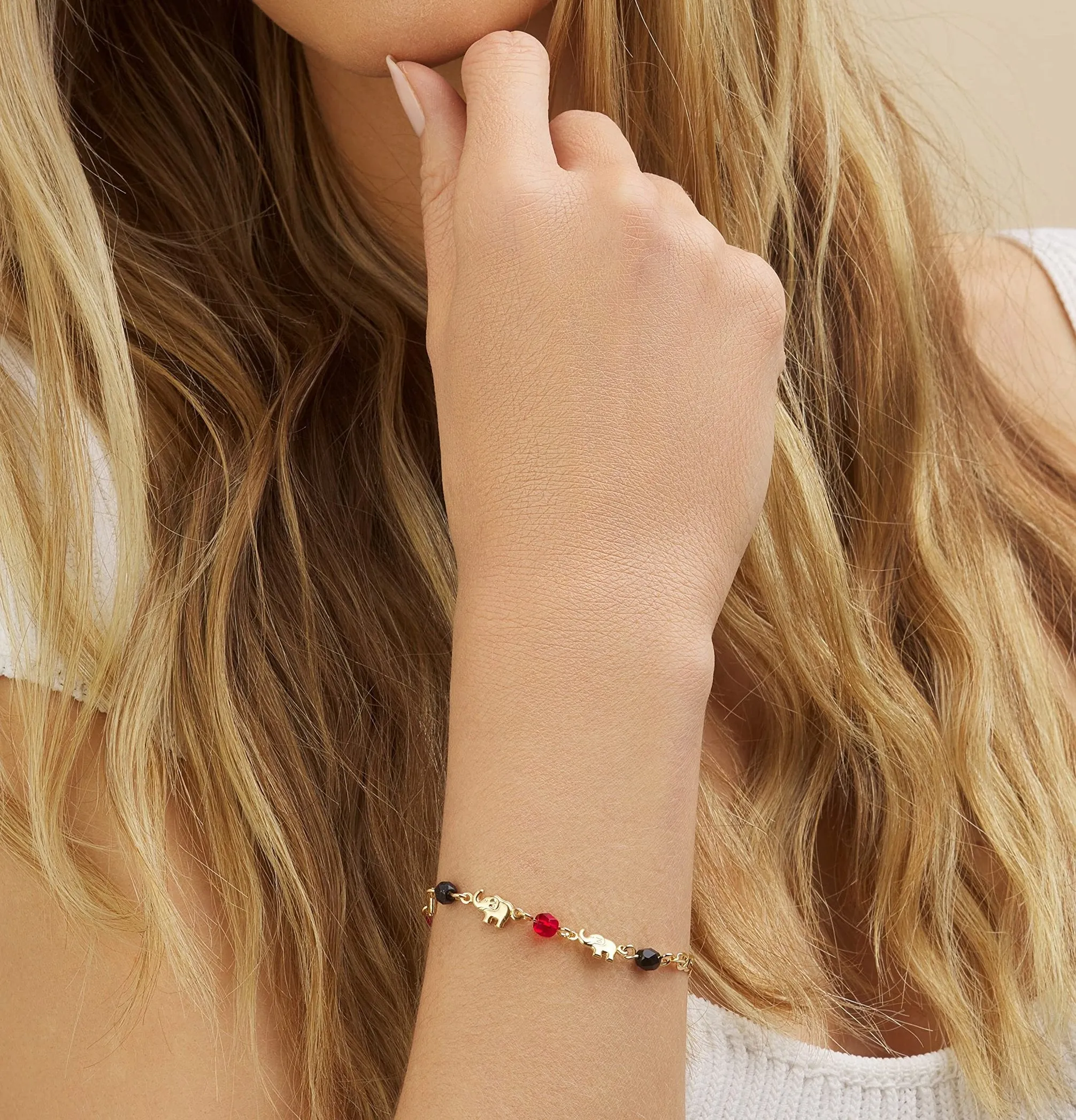 18K Gold Plated Red & Black Mariner Bracelet