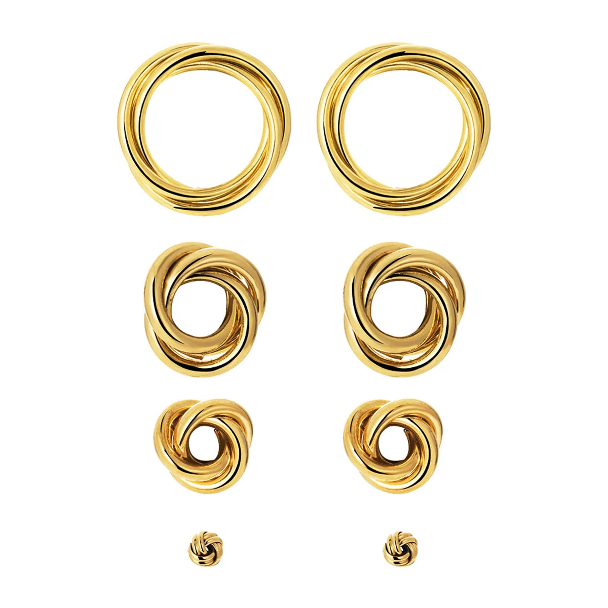 18K Gold-Plated Swirl Stud Earrings Set