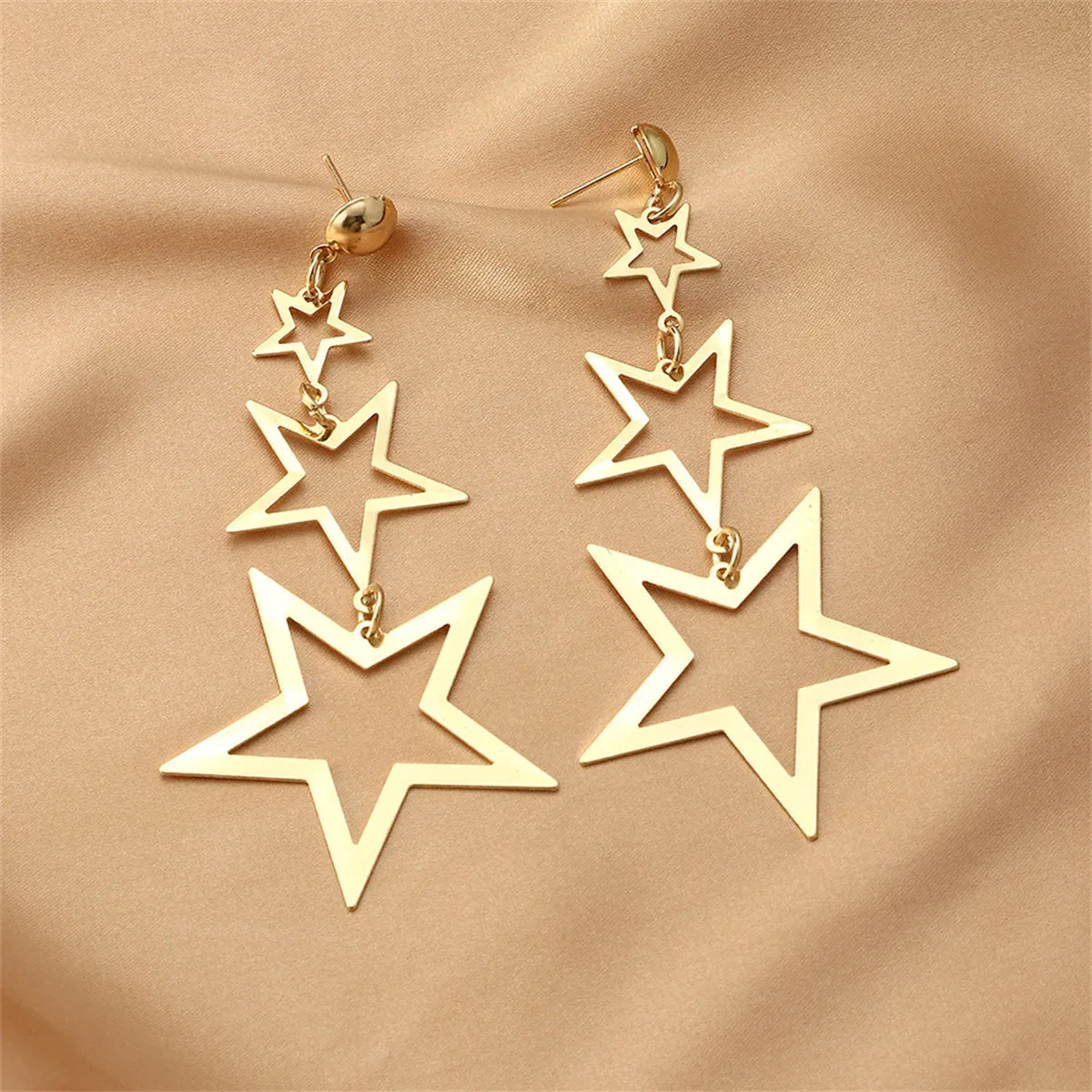 18K Gold-Plated Tri-Star Drop Earrings