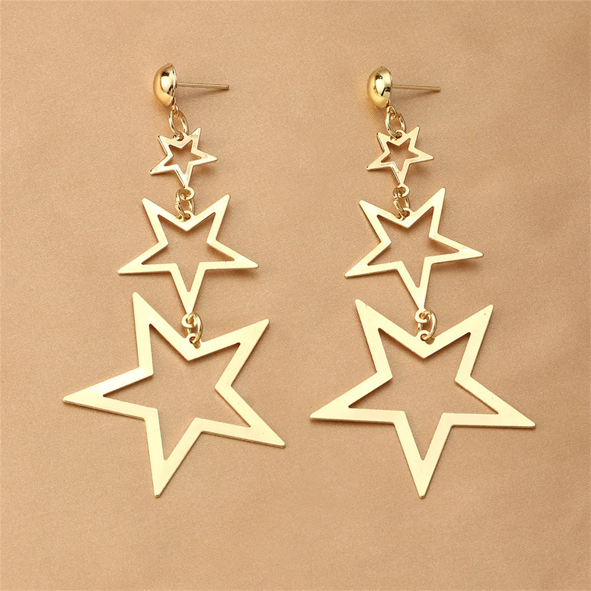 18K Gold-Plated Tri-Star Drop Earrings