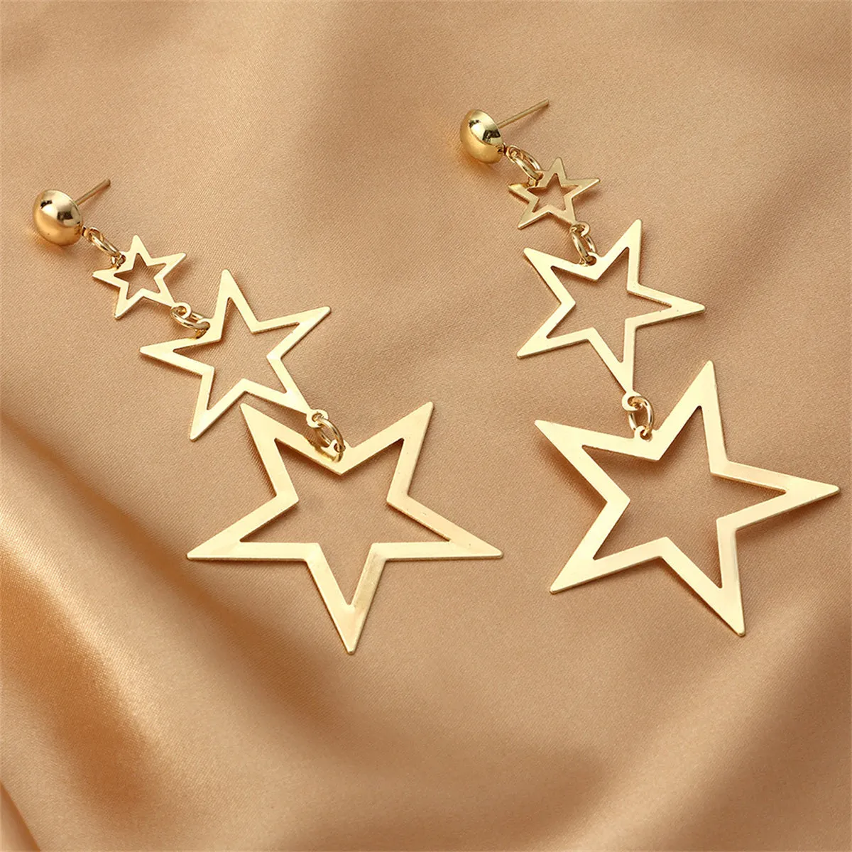 18K Gold-Plated Tri-Star Drop Earrings