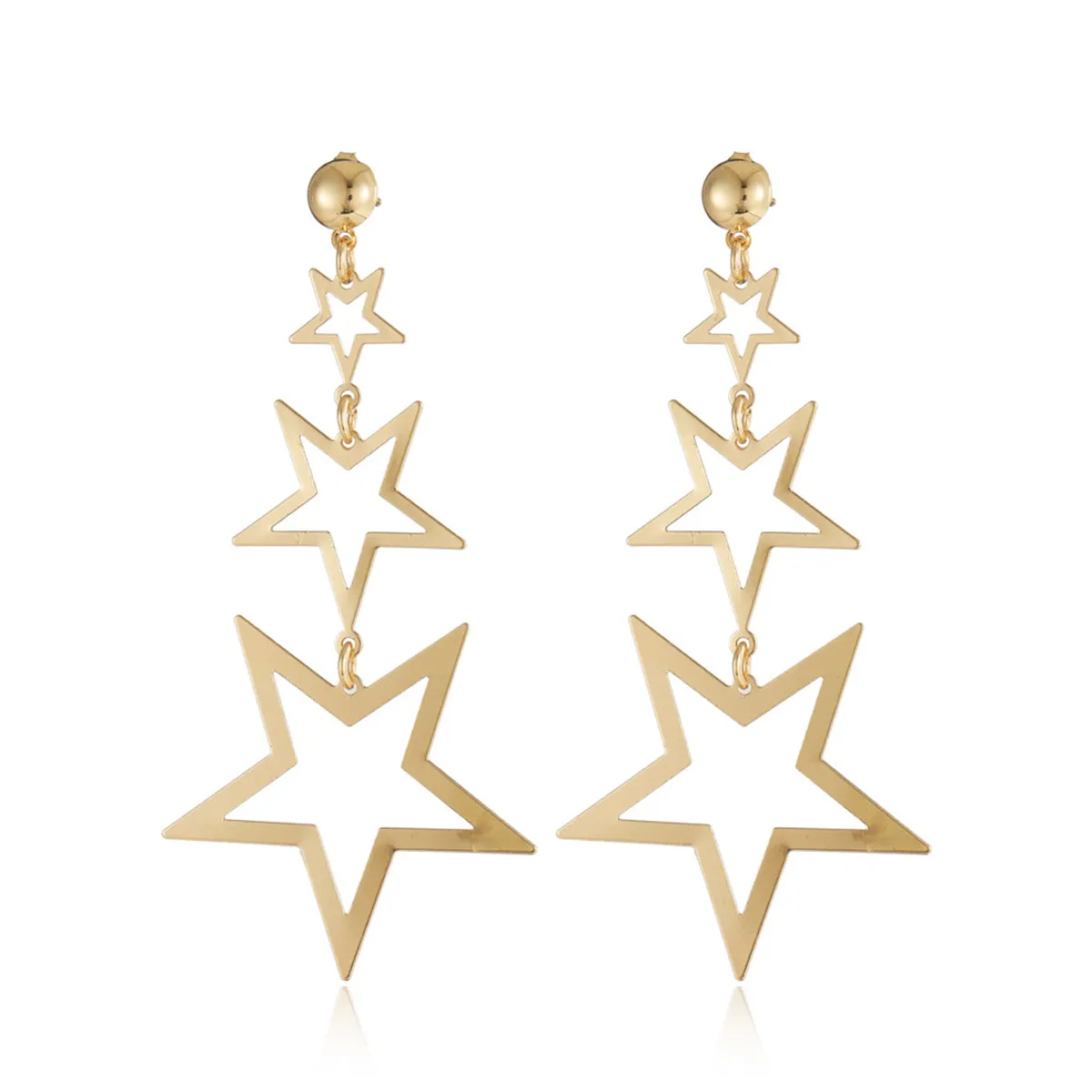 18K Gold-Plated Tri-Star Drop Earrings