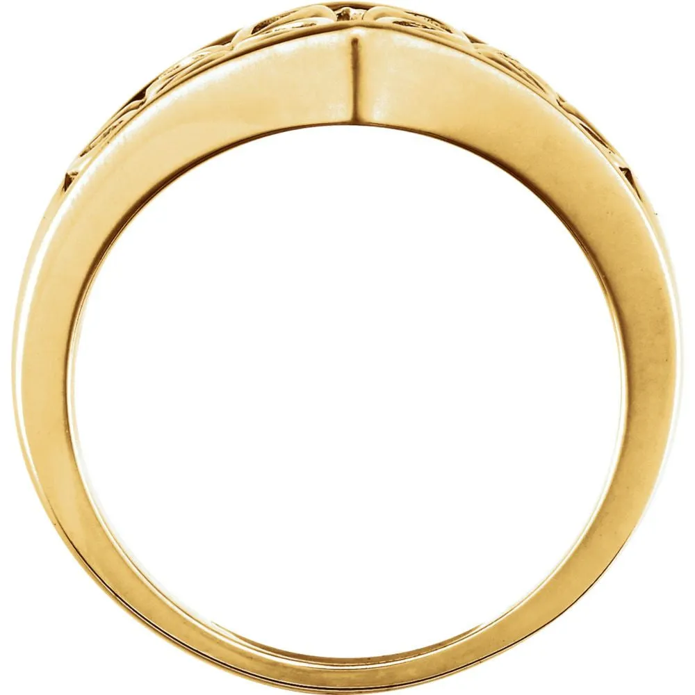 18k Yellow Gold Floral-Inspired Solitaire Engagement Ring Base, Size 6