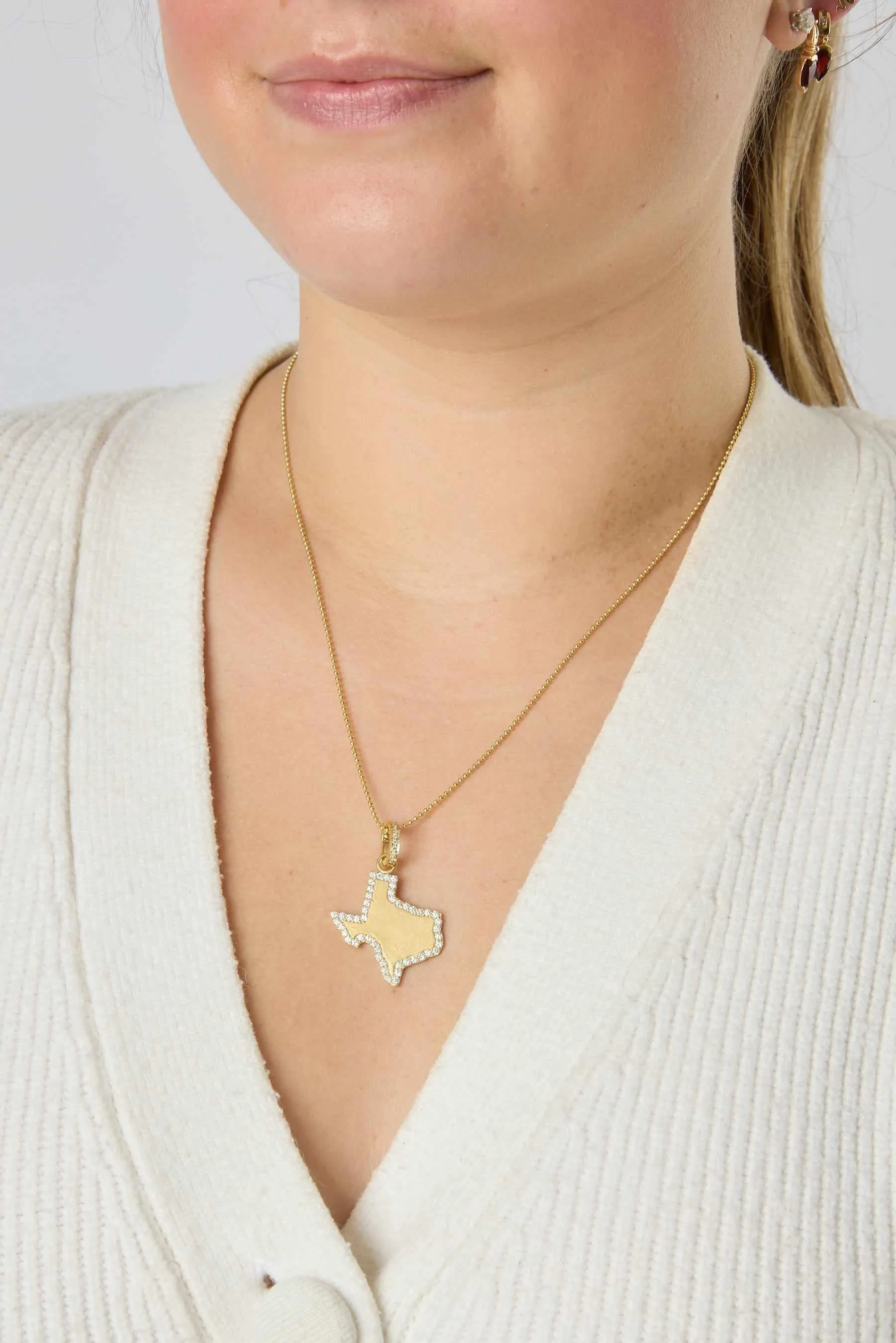 18KY Large Texas Charm with Diamond Border