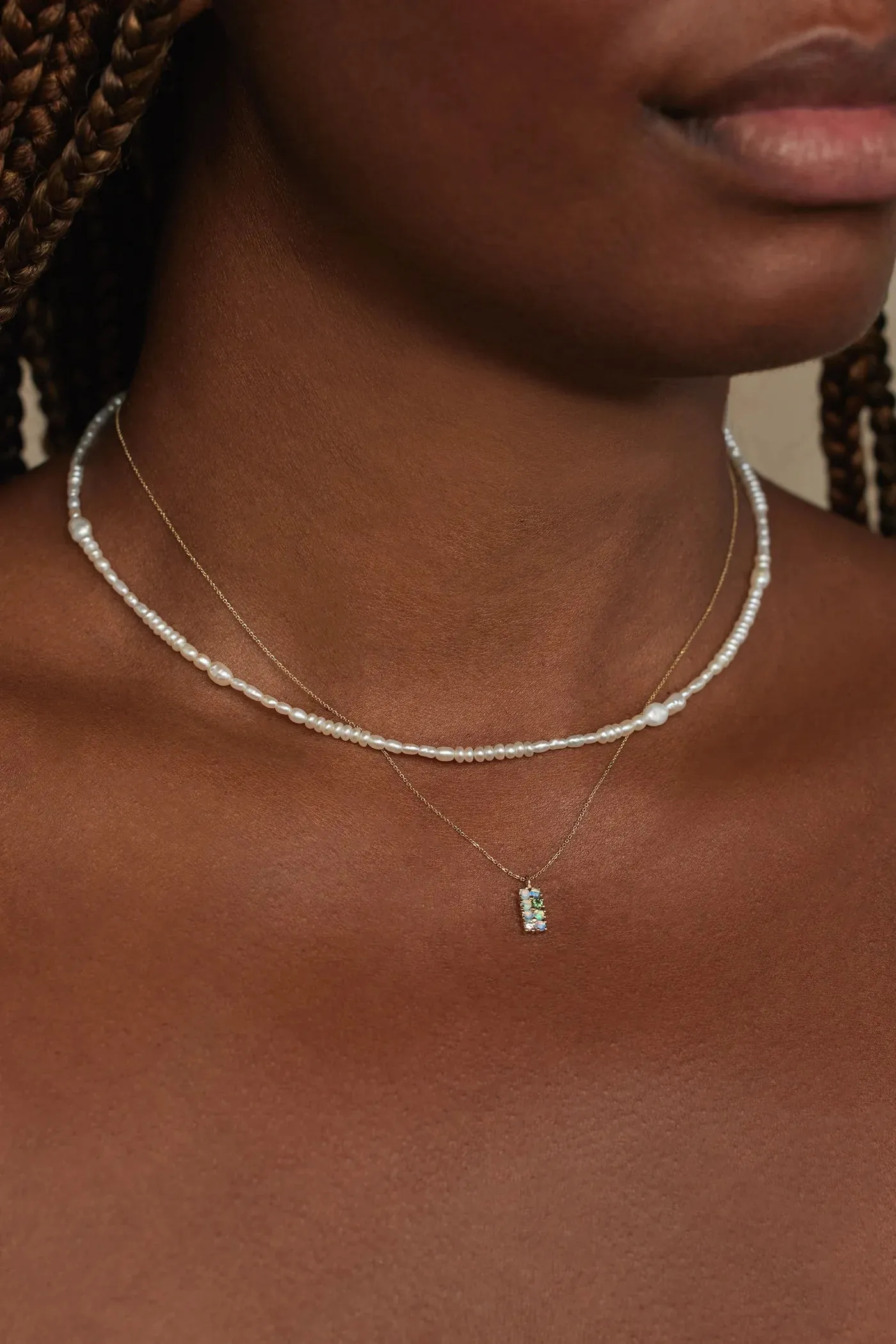 18" Opal, Diamond & Tourmaline Lattice Necklace