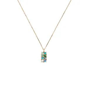 18" Opal, Diamond & Tourmaline Lattice Necklace