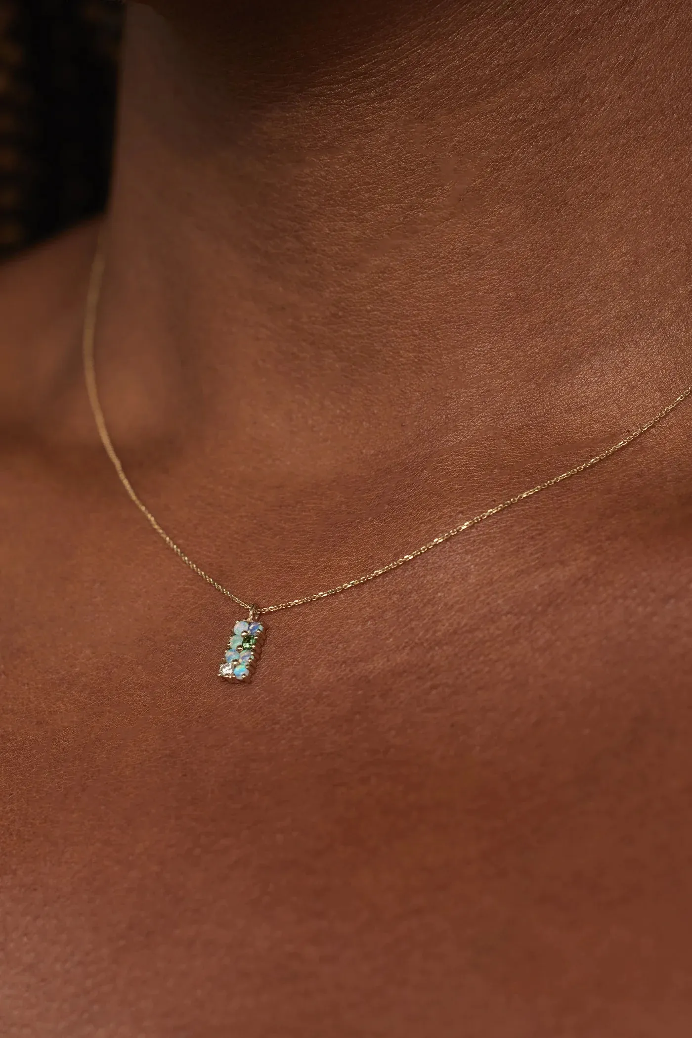 18" Opal, Diamond & Tourmaline Lattice Necklace