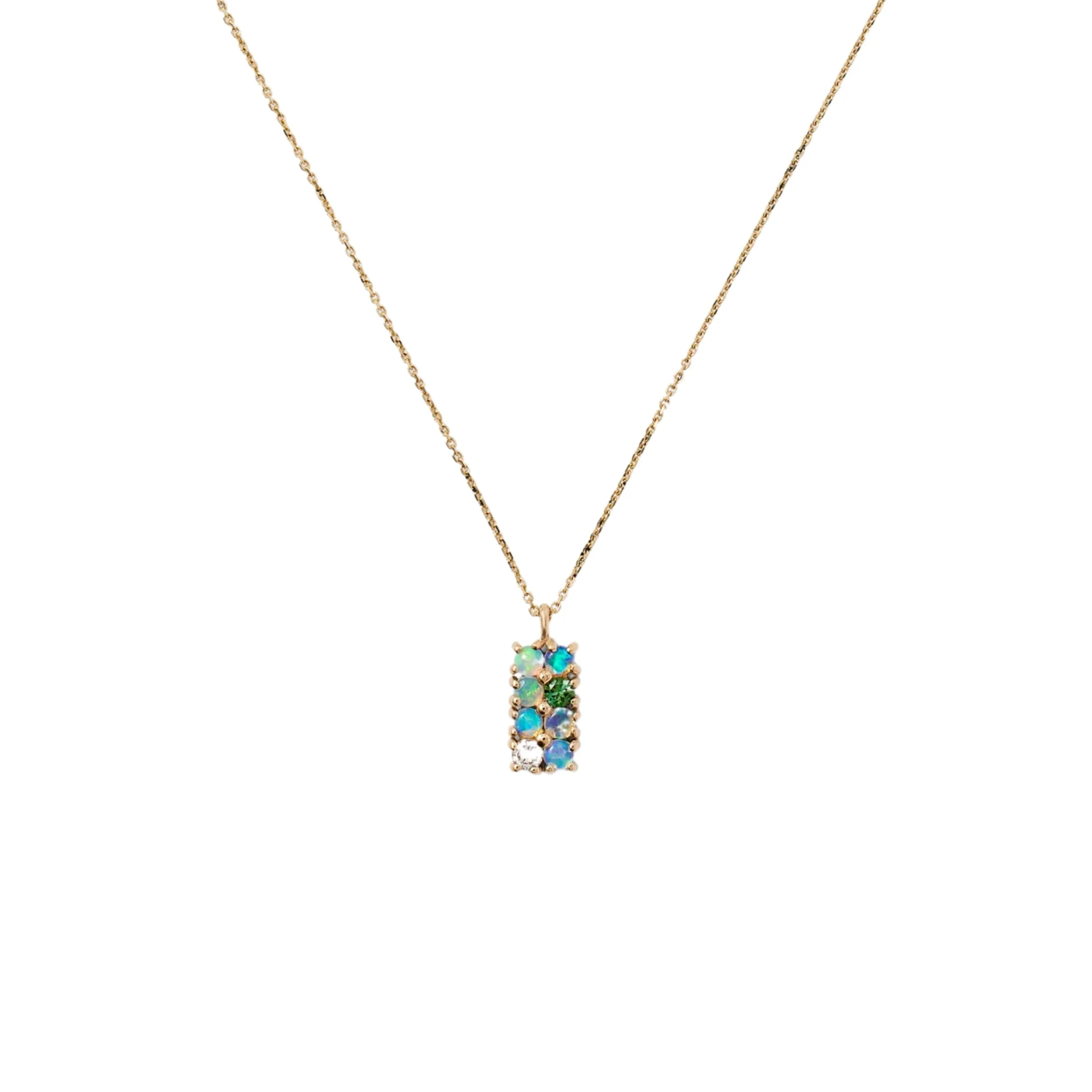18" Opal, Diamond & Tourmaline Lattice Necklace