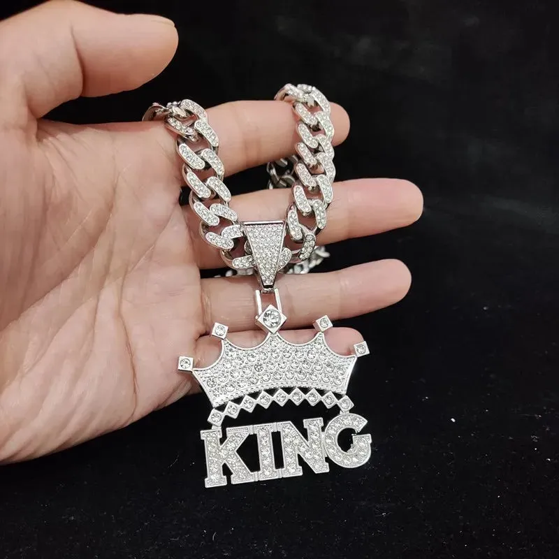 1Pc Street style Hollow Crown KING Cuban Chain