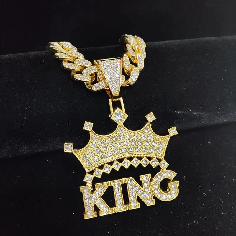 1Pc Street style Hollow Crown KING Cuban Chain
